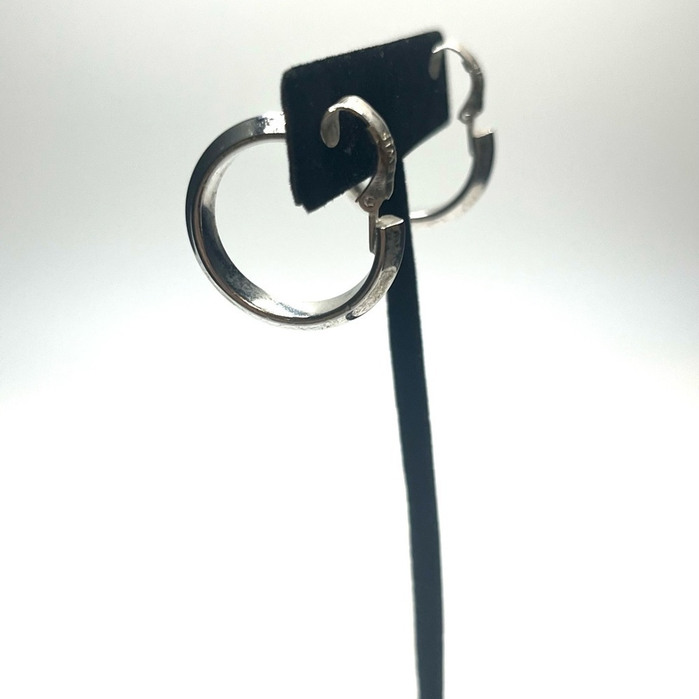 Vintage Signed Lewis Segal of California Silver-Tone Clip-On Hoop 1970s/1980s